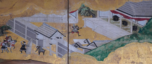 平家の館に火をつけるイメージ